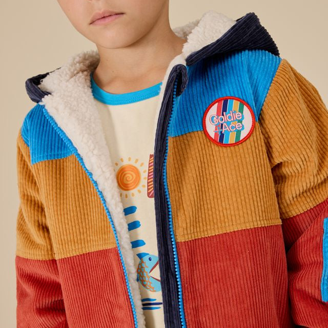 Retro Corduroy Colourblock Kids Jacket