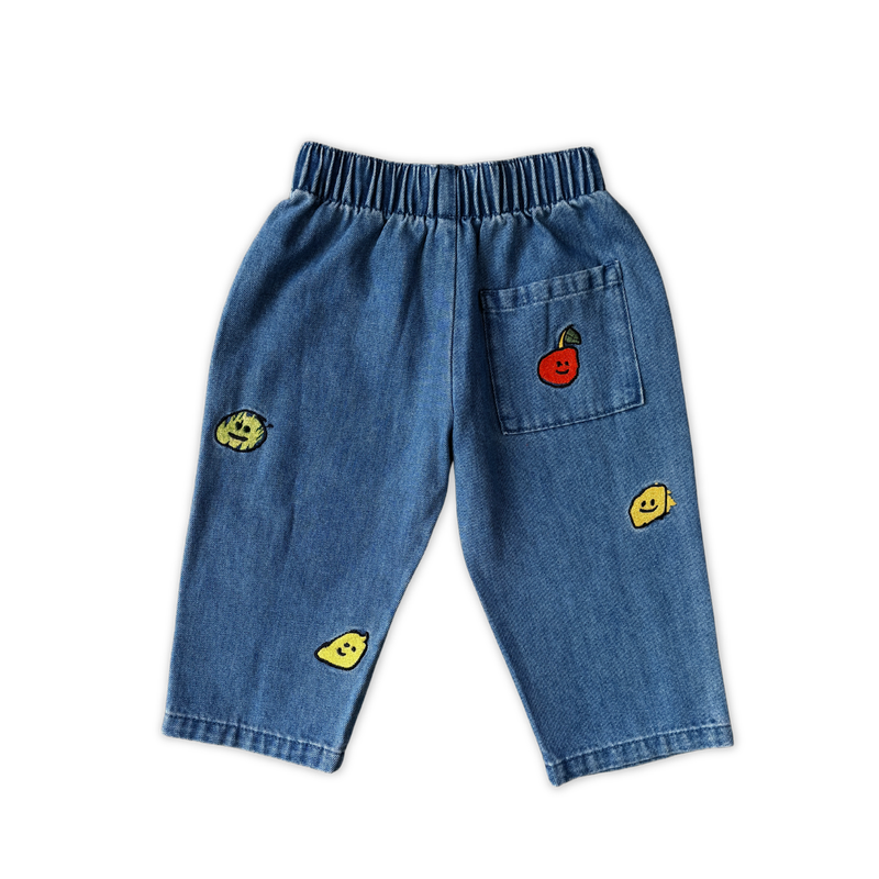 Organic Fruit Salad Denim Baby Pants