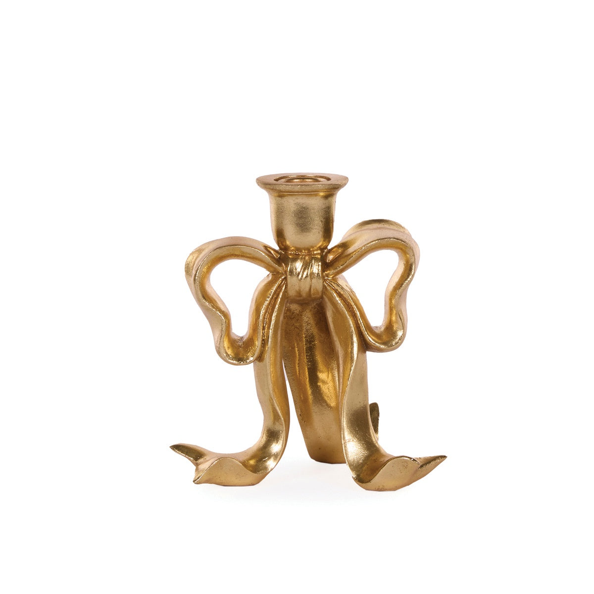 Gold Bow Candle Holder Short