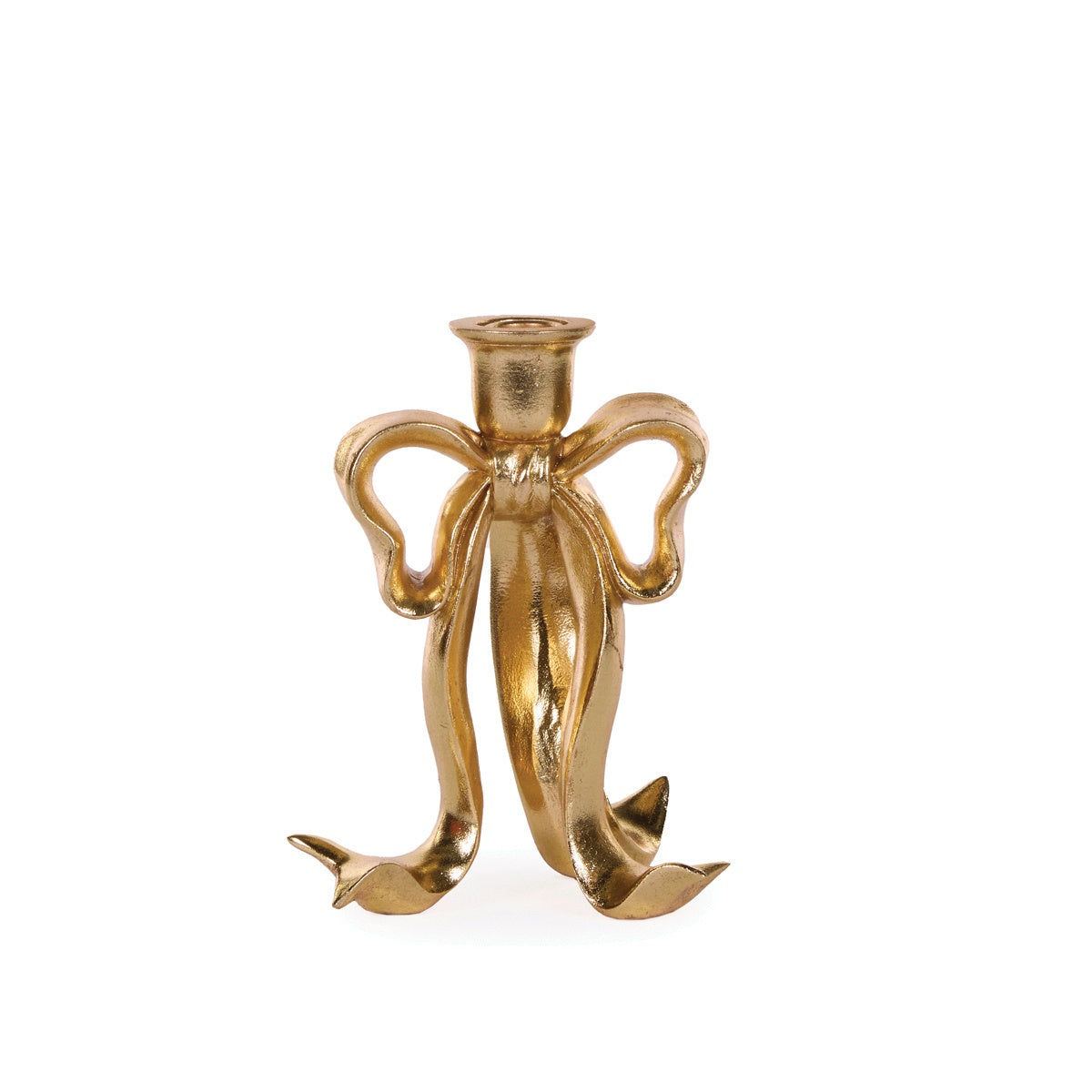 Gold Bow Candle Holder Tall