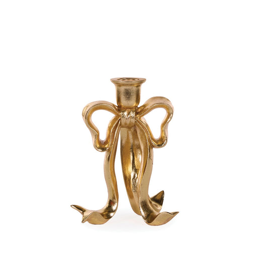 Gold Bow Candle Holder Tall