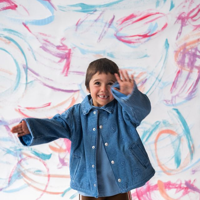 Quilted Swirl Kids Denim Jacket