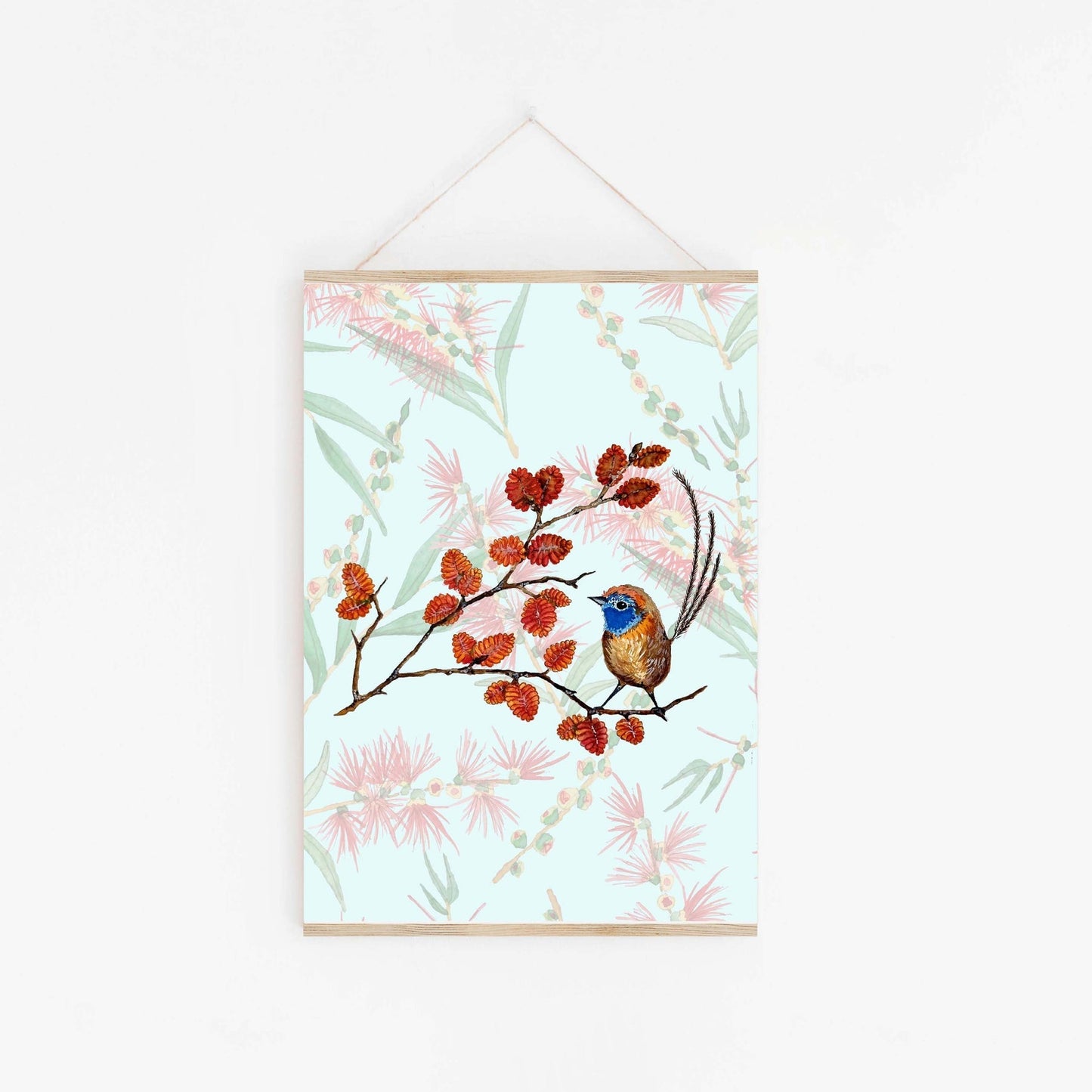 Emu Wren & Nothofagus gunnii Art Print