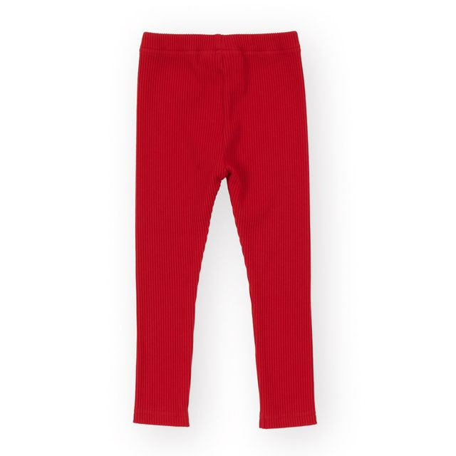 Bowie Rib Red Kids Leggings