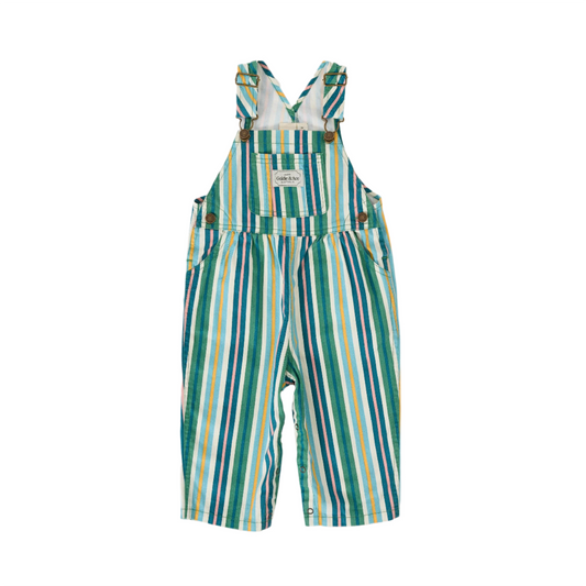 Austin Evergreen Stripe Denim Kids Overalls