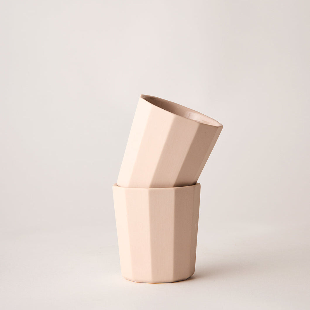 Rose Facet Latte Cups Set of 2