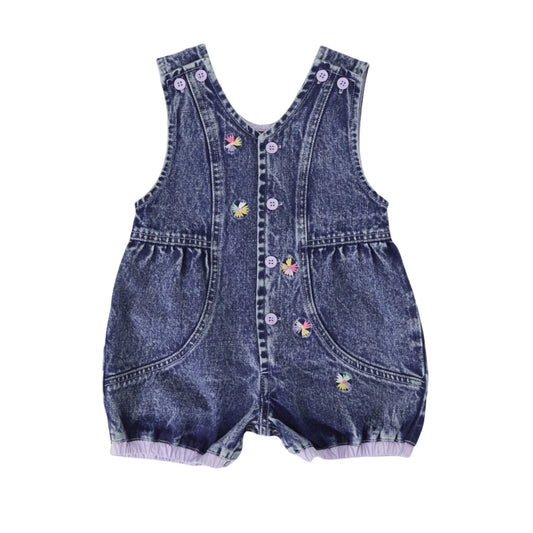 Nina Pastel Petals Denim Romper