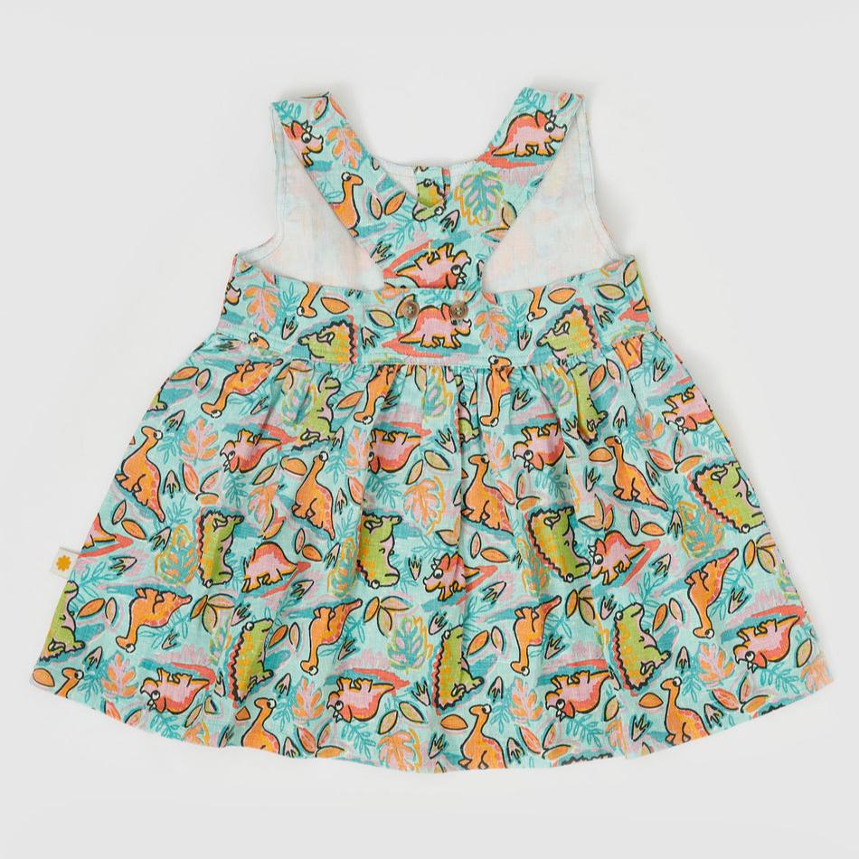 Wendy Y-Back Dino Jungle Linen Kids Dress