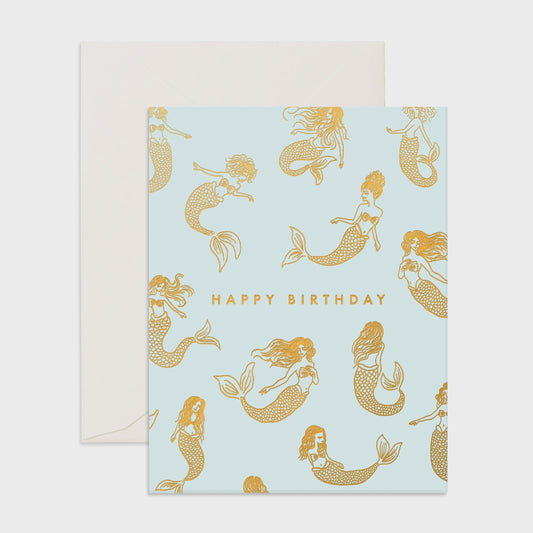 Birthday Mermaids Seafoam Greeting Card
