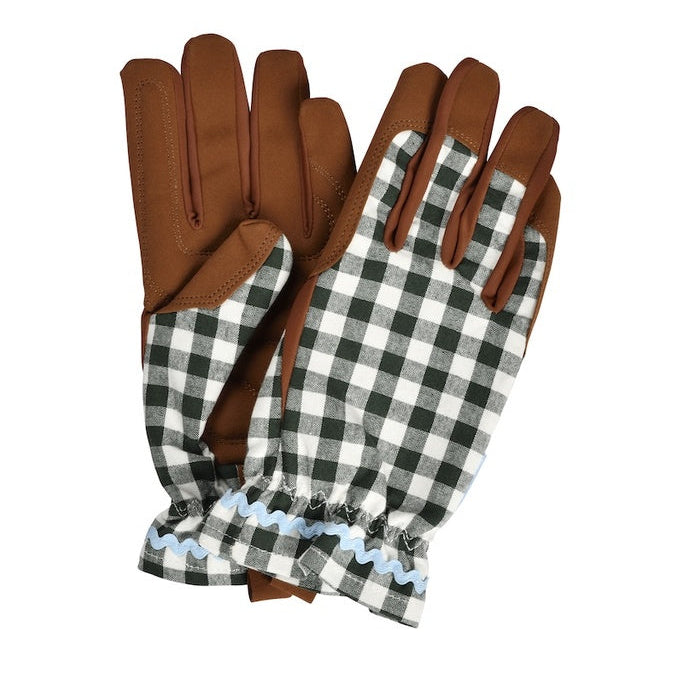 Gingham Check Heritage Green Gardening Gloves