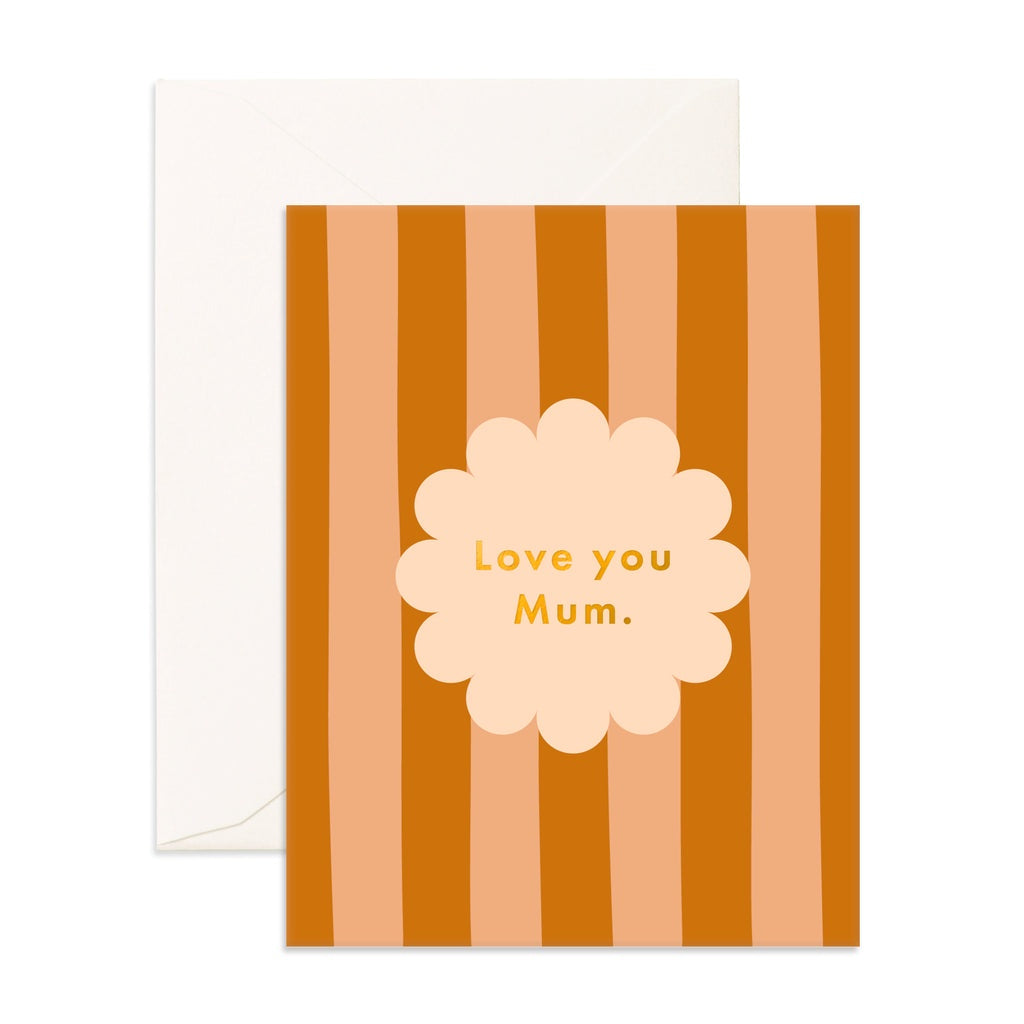 Love You Mum Petal Stripe Greeting Card