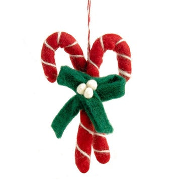 Candy Cane Wool Decoration