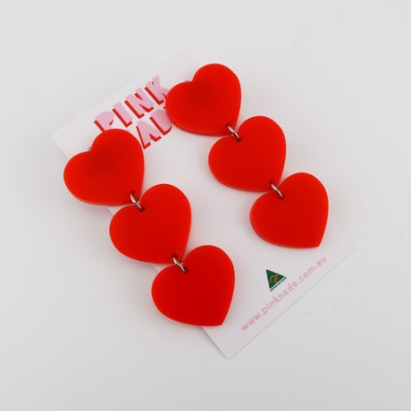 Red Heart Dangle Earrings