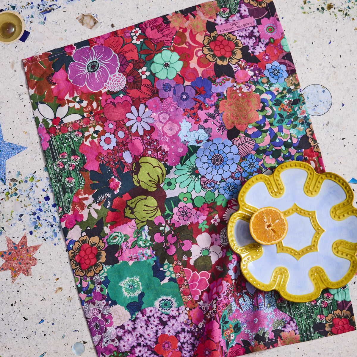 Flower Power Pink Tea Towel