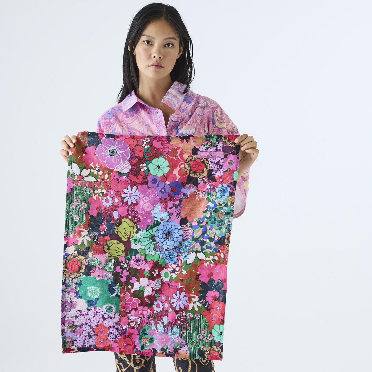 Flower Power Pink Tea Towel