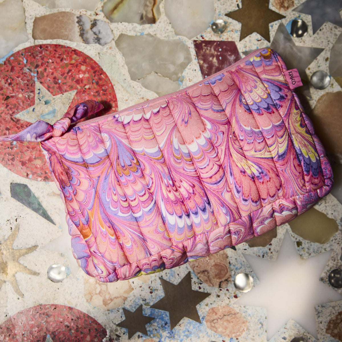 Cosmic Marble Quilted Cotton Toiletry Purse