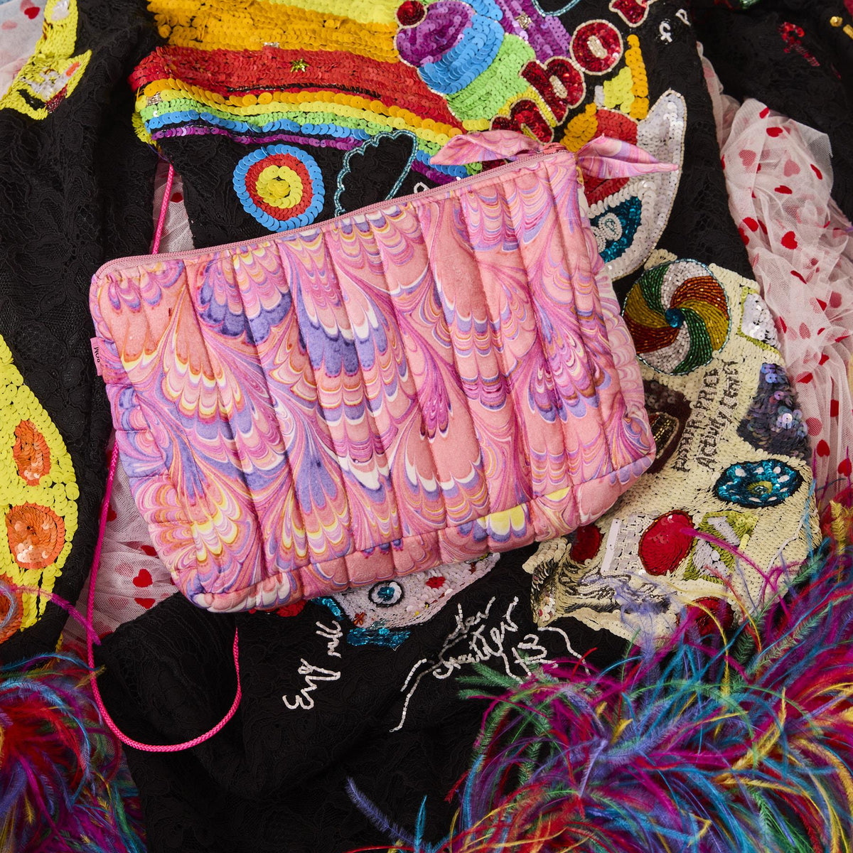 Cosmic Marble Quilted Cotton Toiletry Purse