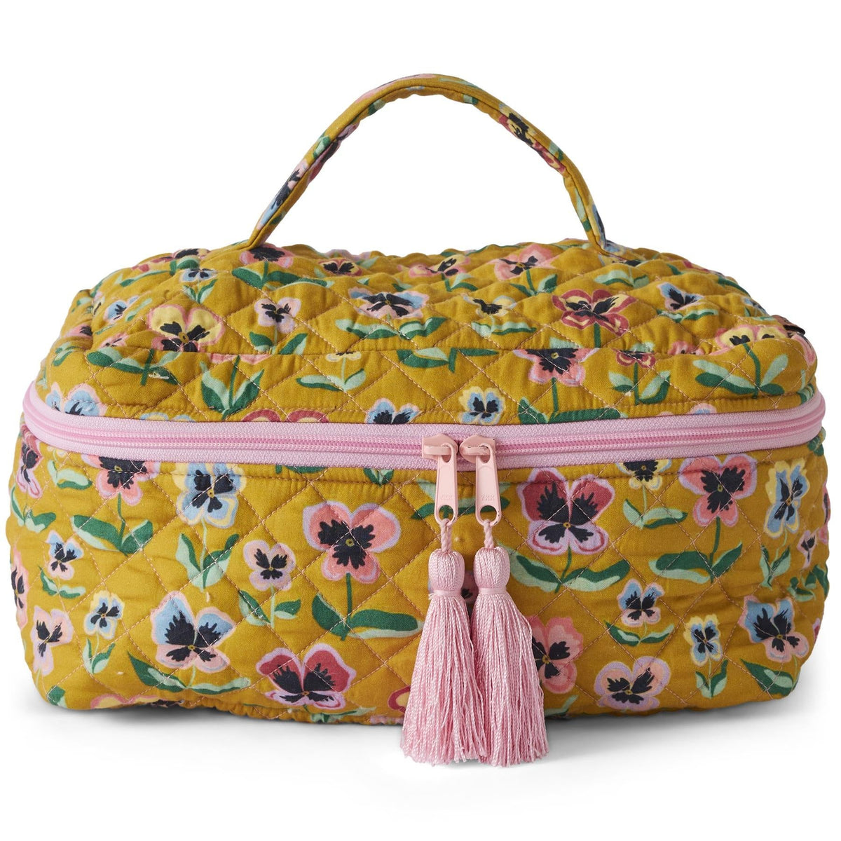 Pretty Pansy Quilted Cotton Toiletry Case