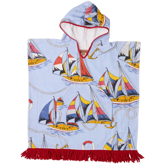Hey Sailor Printed Kids Terry Poncho