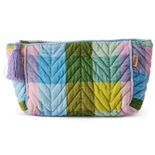 Sorbet Tartan Velvet Toiletry Bag