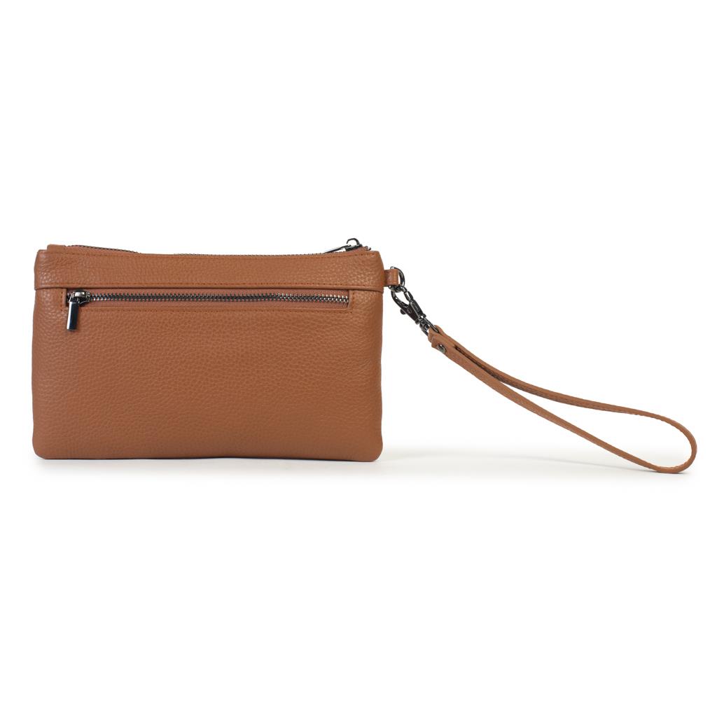 Bethany Zip Clutch Pebbled Tan