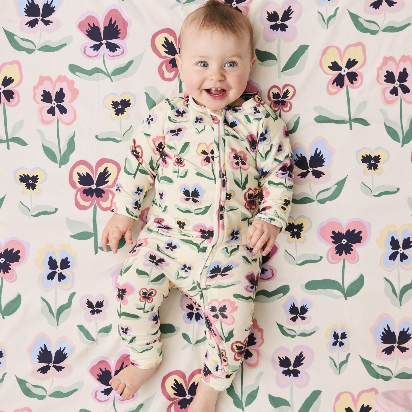 Pretty Pansy Organic Long Sleeve Zip Romper