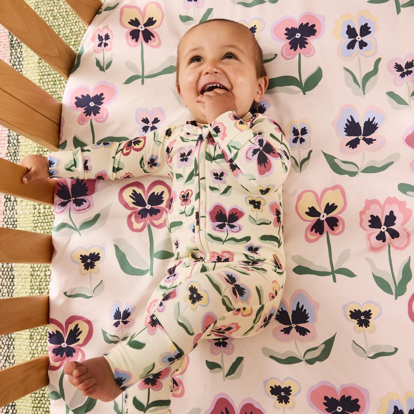 Pretty Pansy Organic Long Sleeve Zip Romper