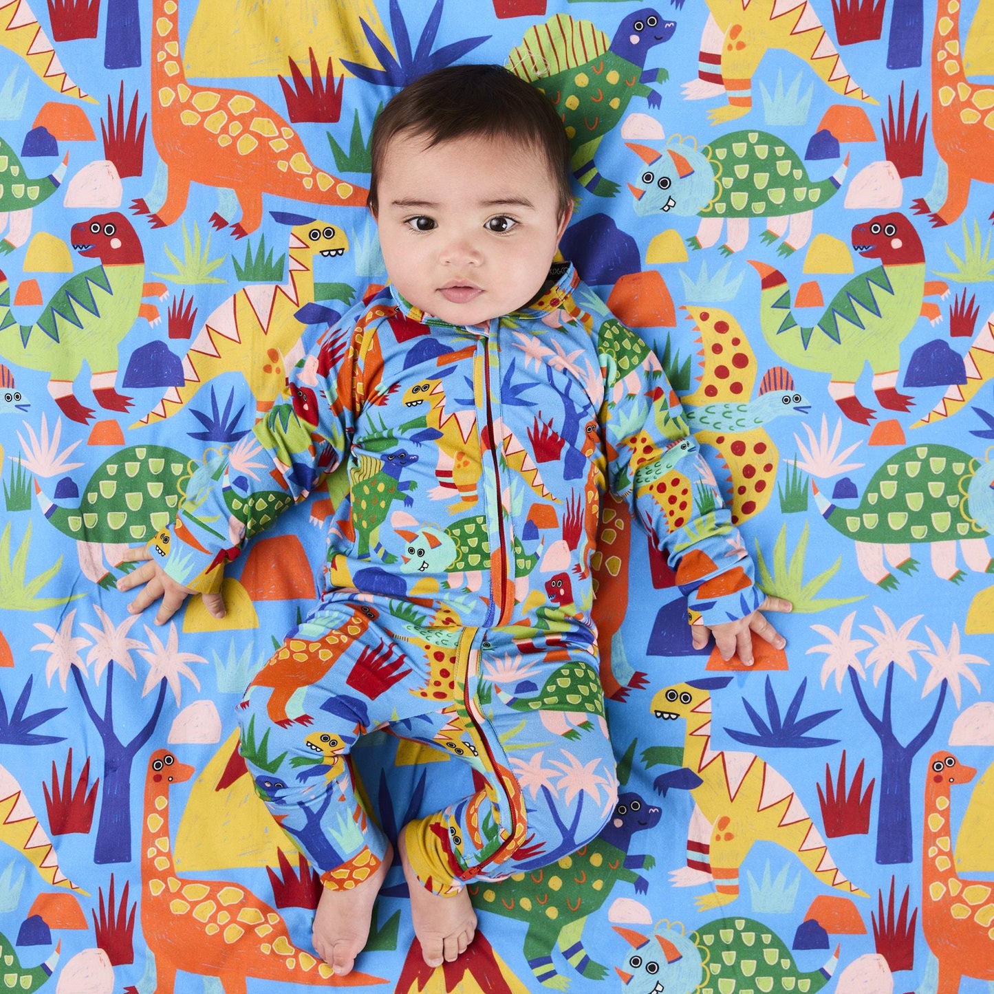 Dinosaur Roar Organic Long Sleeve Zip Romper