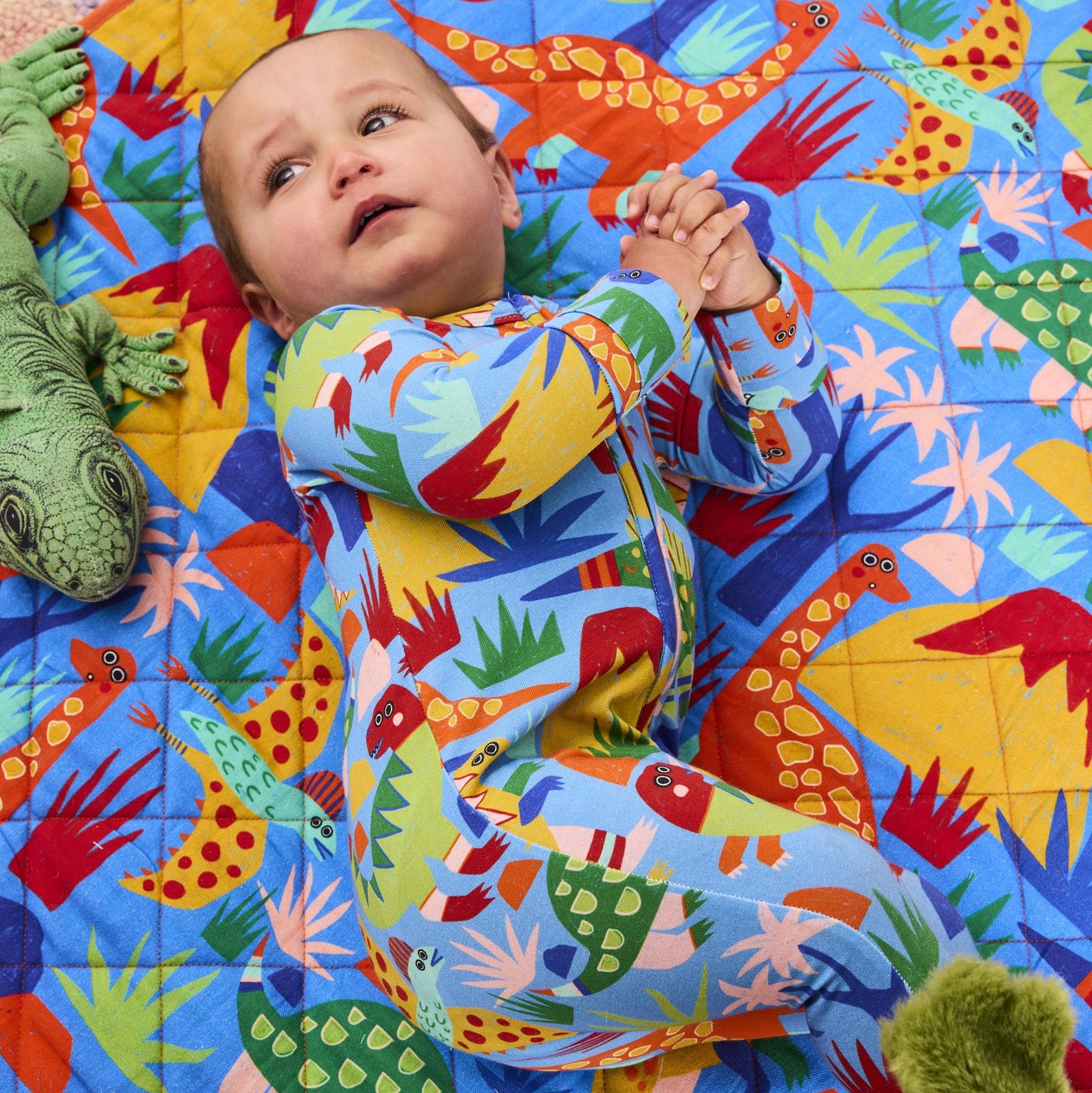 Dinosaur Roar Organic Long Sleeve Zip Romper