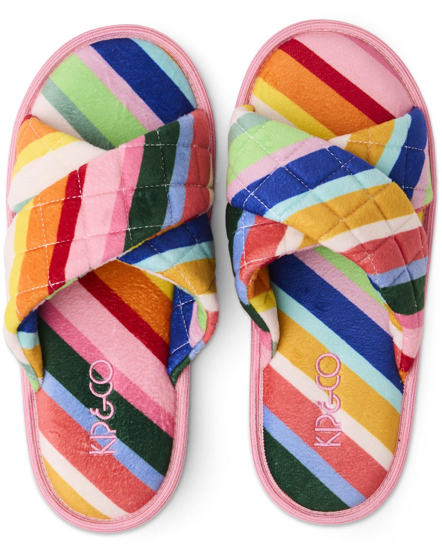 Fete Diagonal Stripe Quilted Velvet Adult Slippers