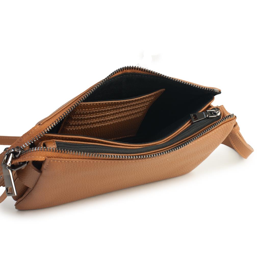 Helena Crossbody Pebbled Tan