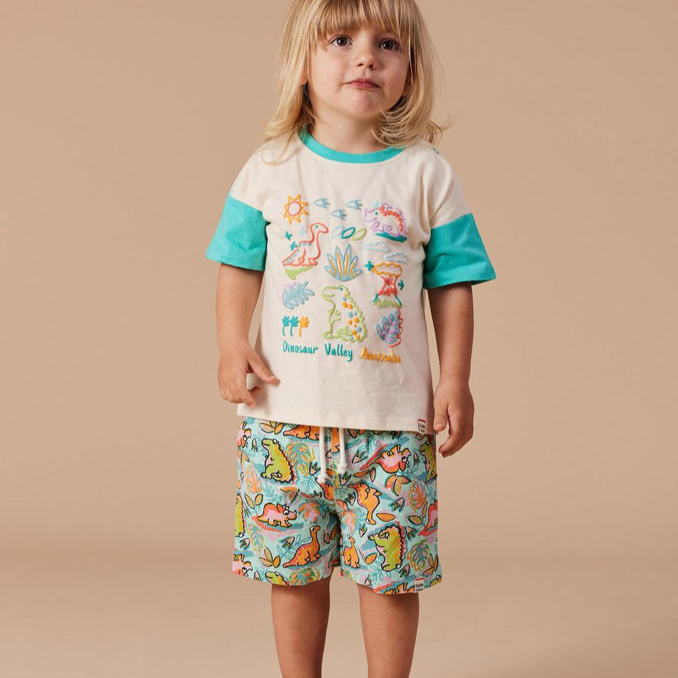 Noah Dino Jungle Denim Kids Shorts