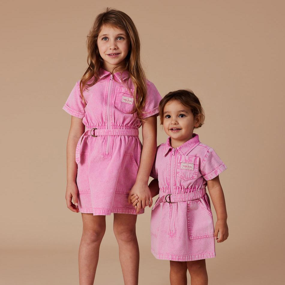 Piper Denim Bubblegum Belted Dress