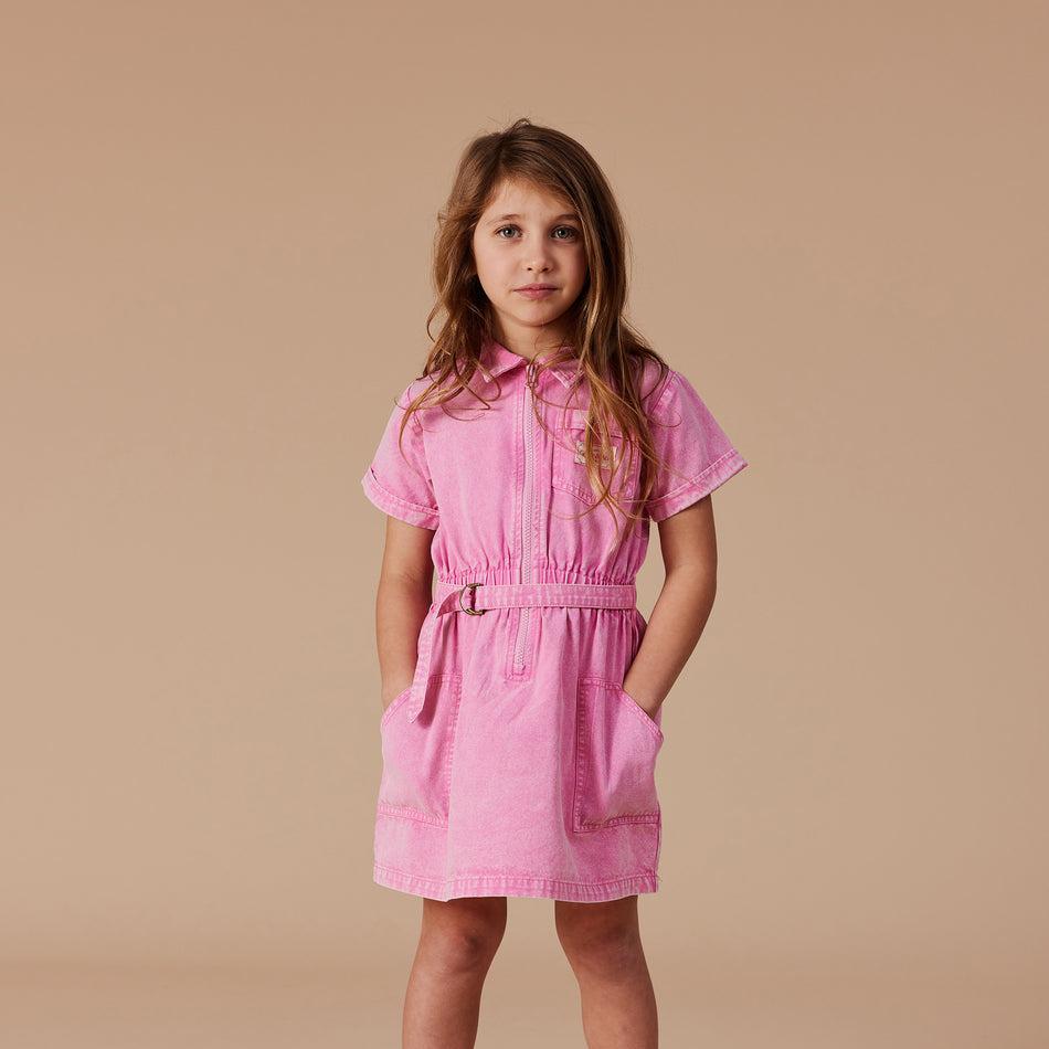 Piper Denim Bubblegum Belted Dress