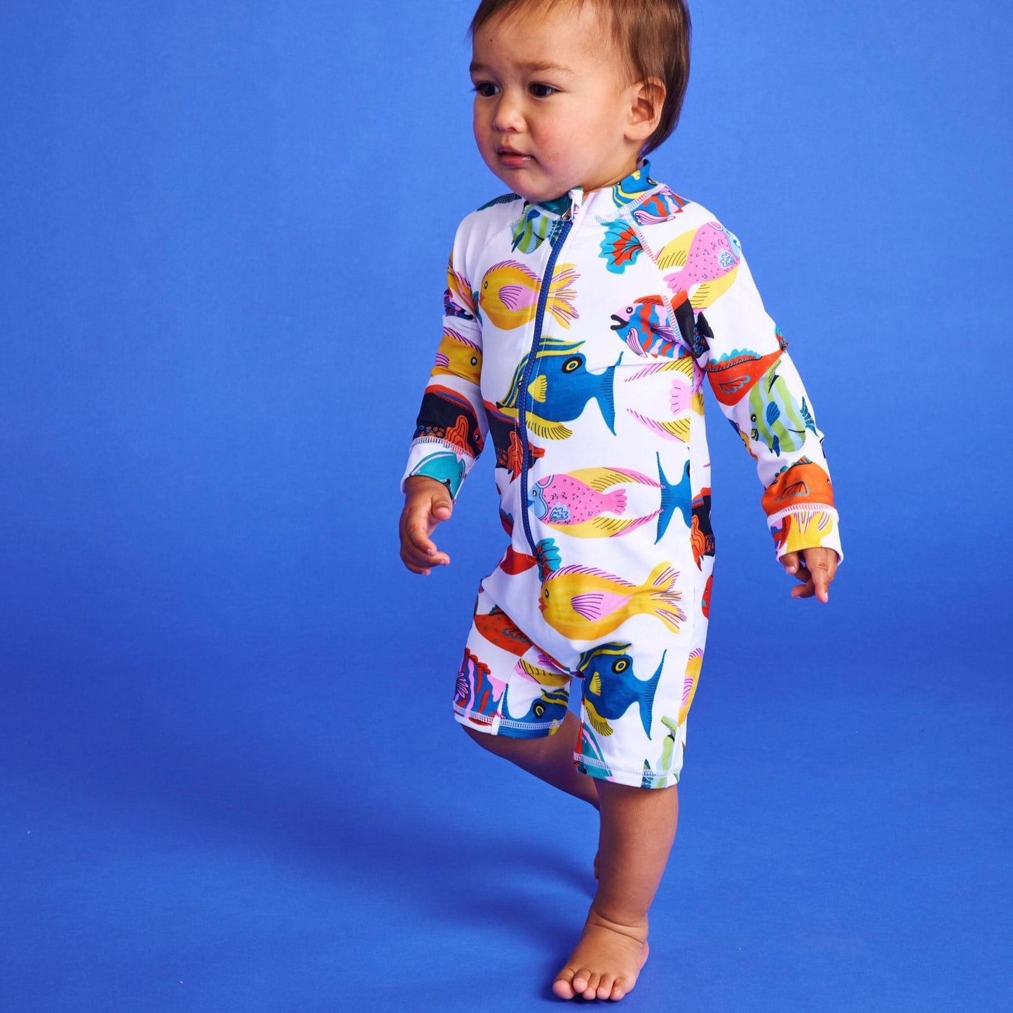 Fishy Business Baby Long Sleeve Zip Bathers