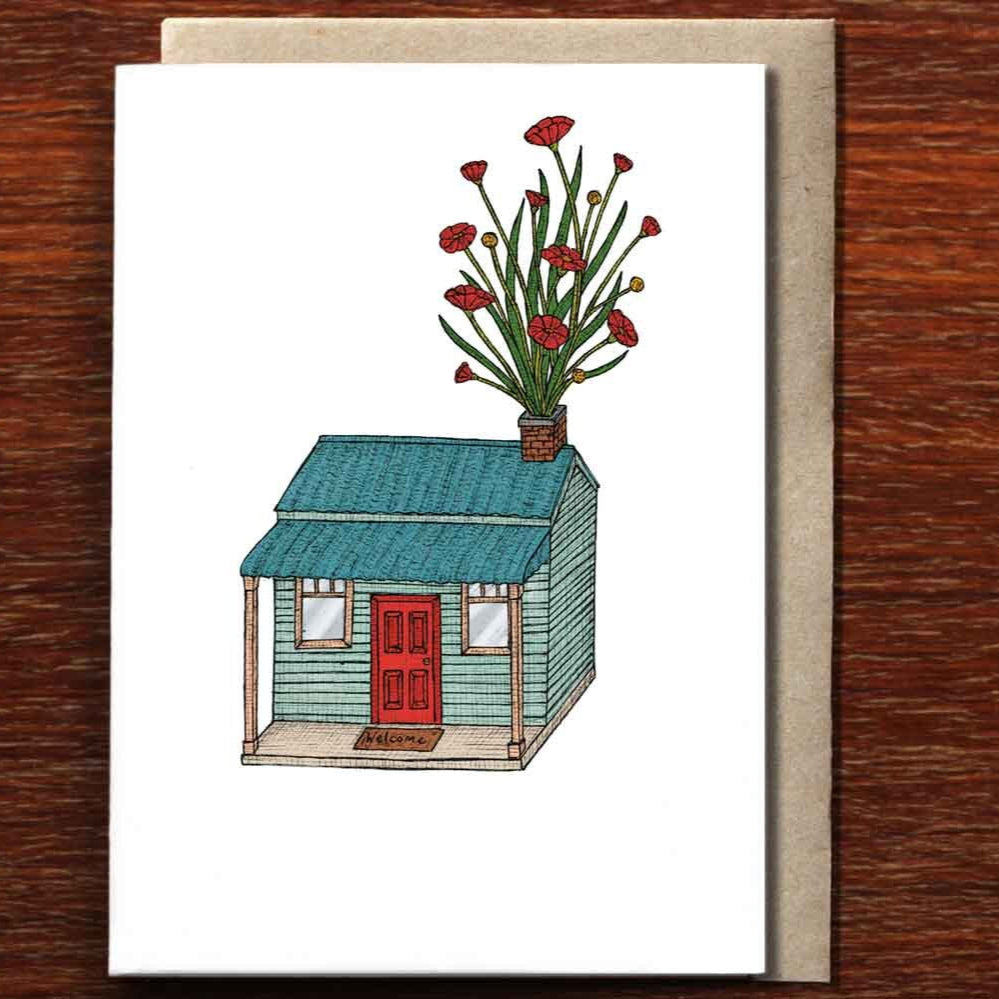 House With Flowers Greeting Card