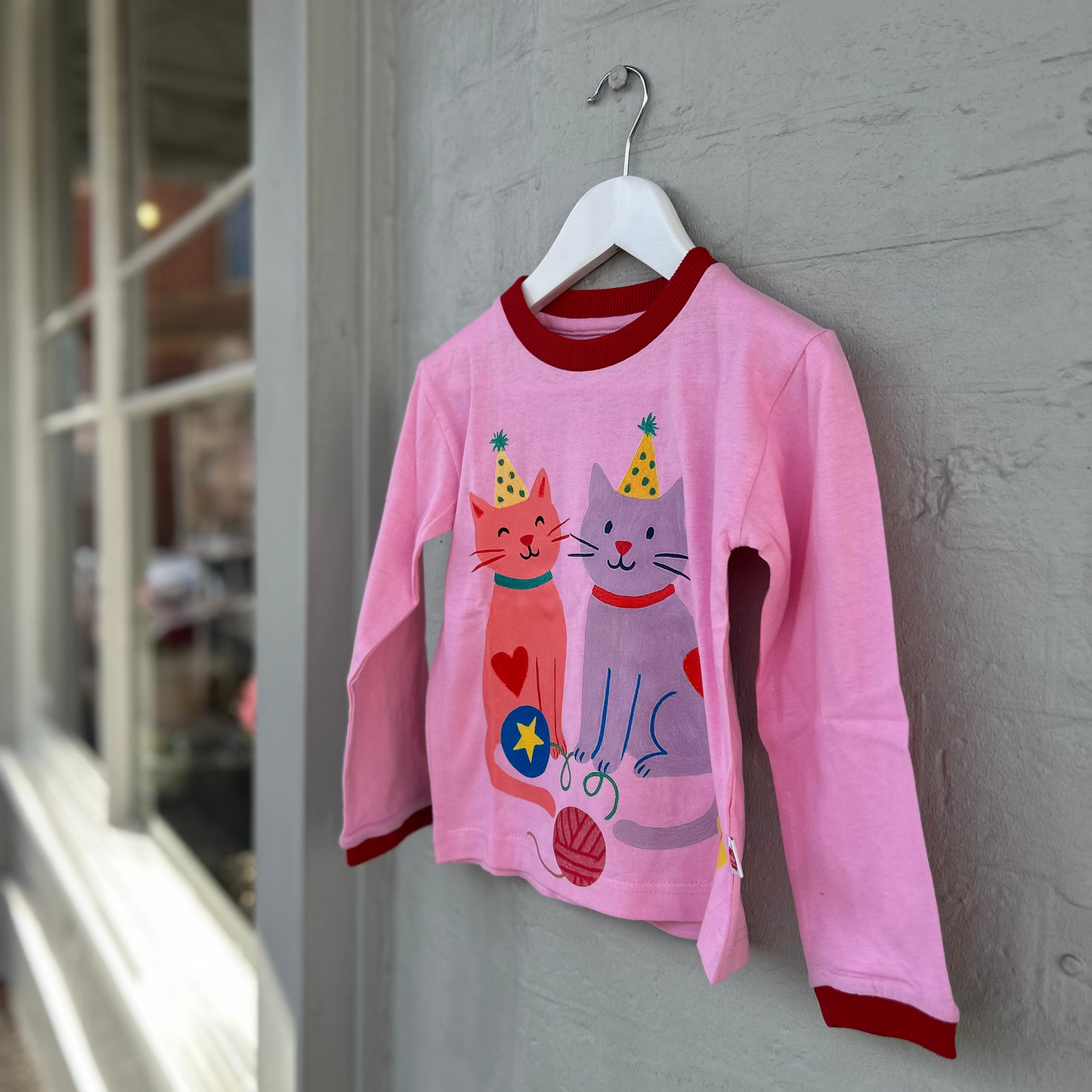 Party Cats Long Sleeve Pink Tee