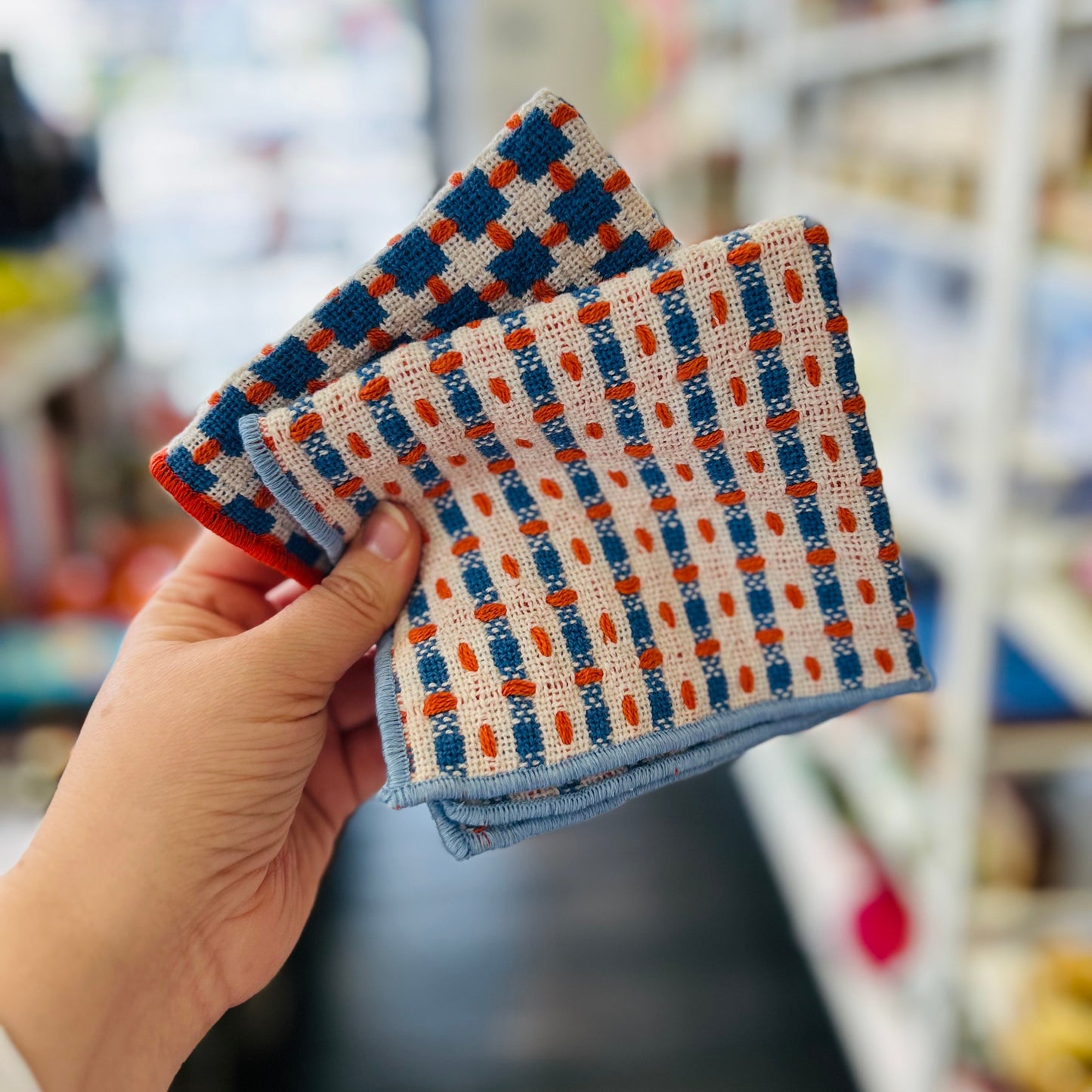 Blue Recycled Cotton Dishcloth Set of 2