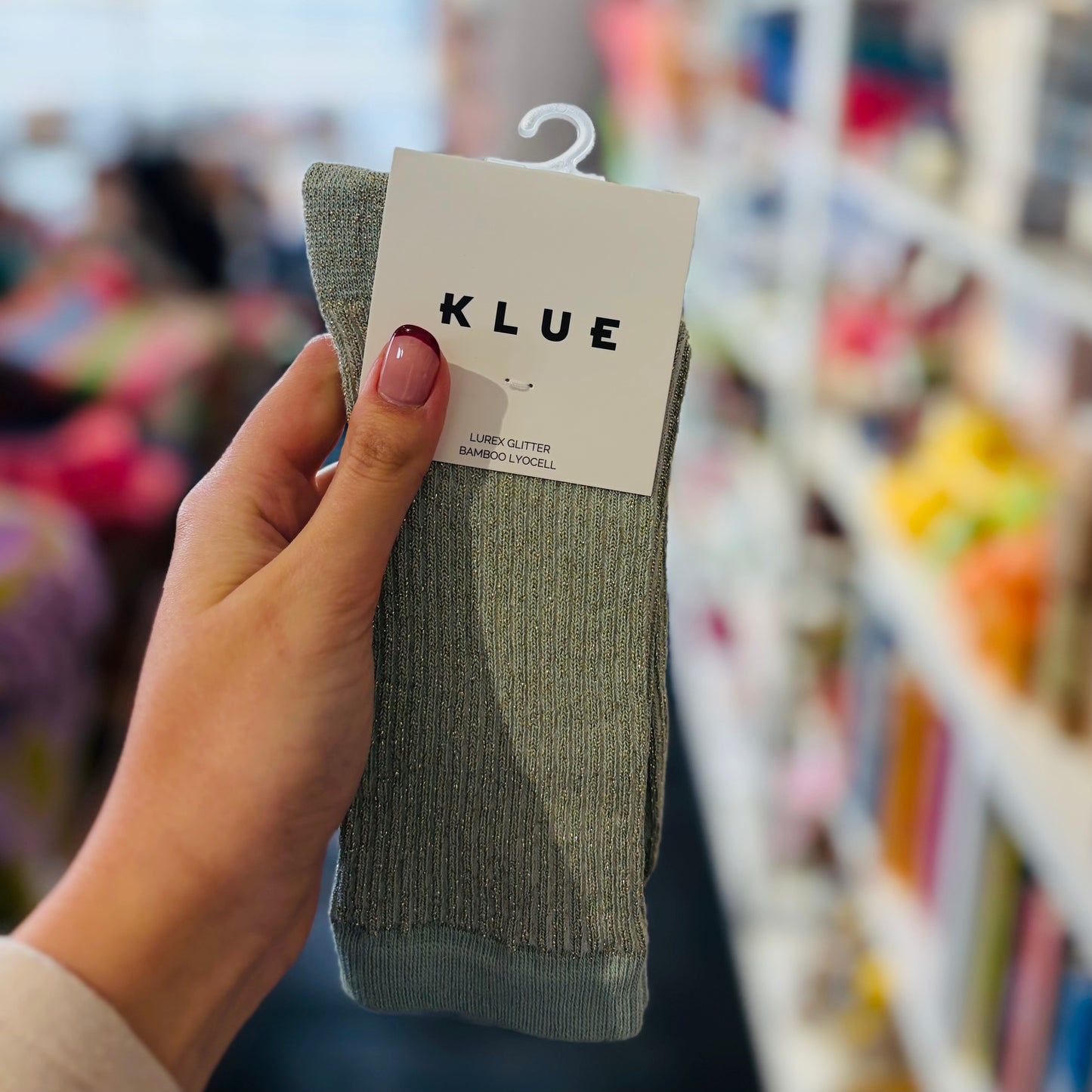 Gray Mist Stripes Glitter Lurex Socks