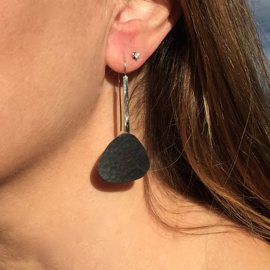 Pebble Oxidised Copper Earrings