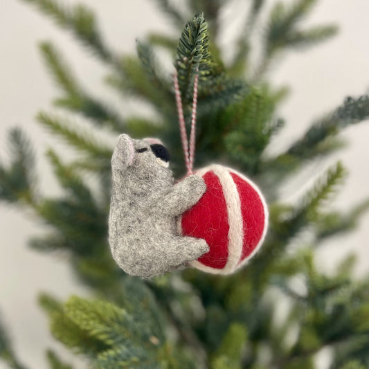 Koala with Beach Ball Wool Decoration