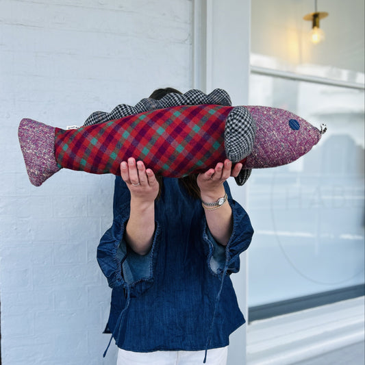 Finny Red Plaid Tartan Lucky Fish