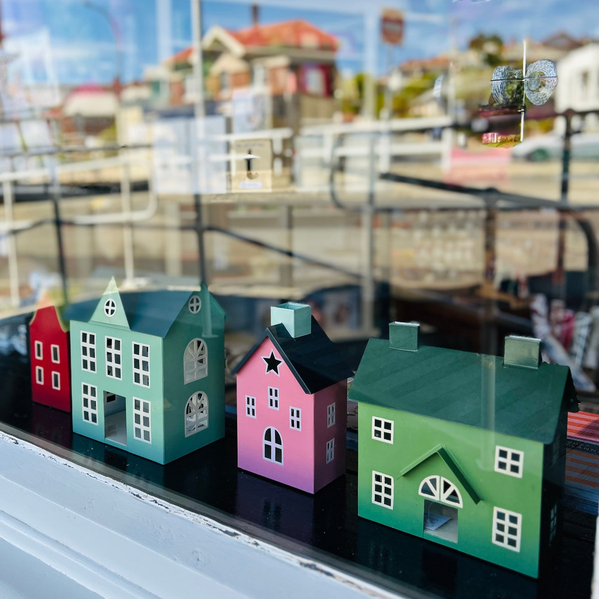 Pink Cottage Hand Painted Metal House