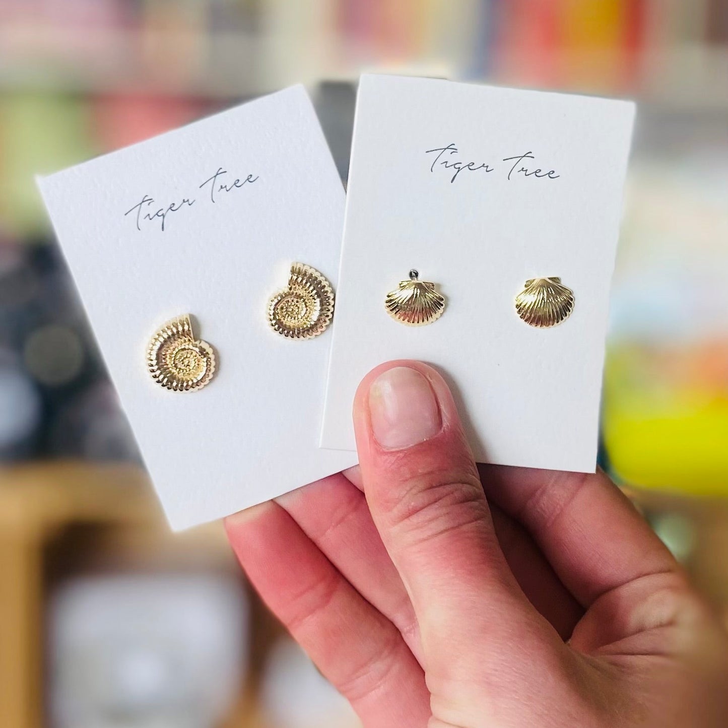 Scallop Gold Stud Earrings