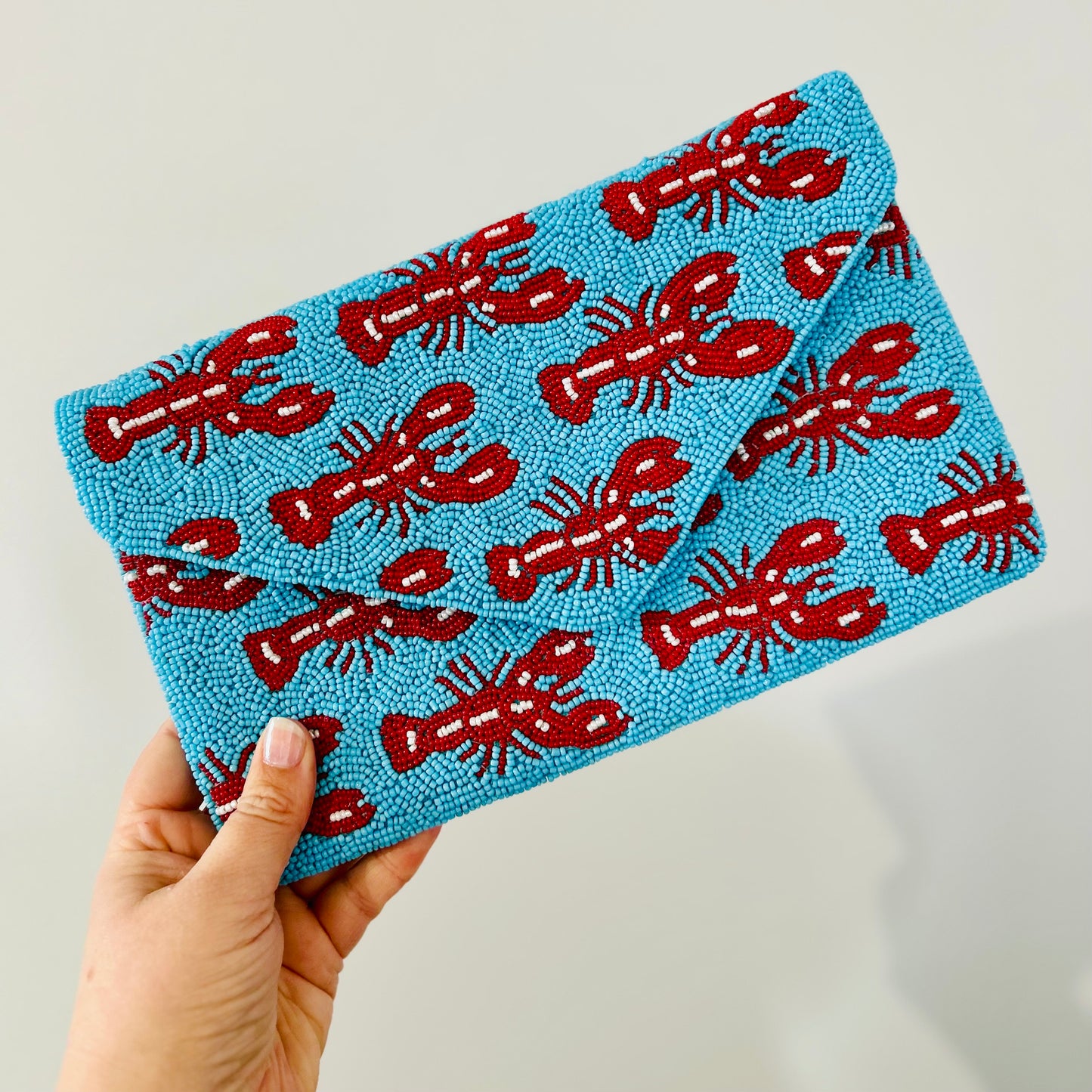 Beaded Clutch Lobster Blue