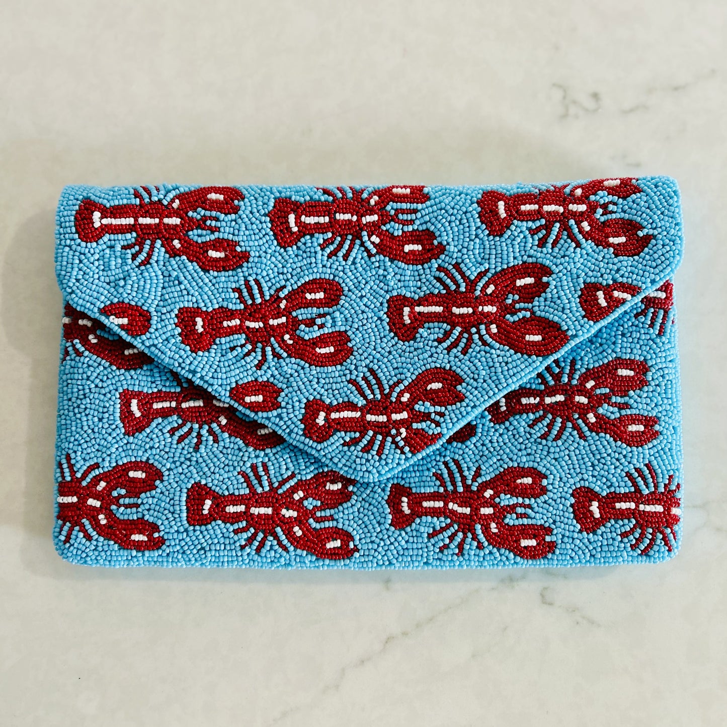 Beaded Clutch Lobster Blue