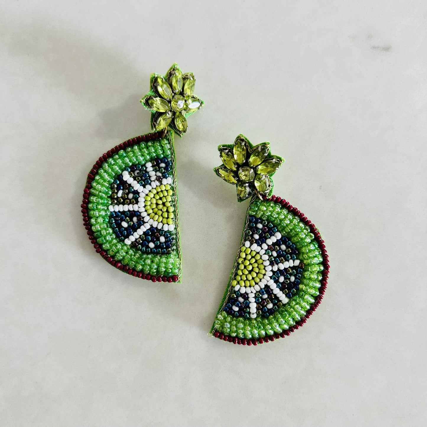 Beaded Earrings Kiwi Fruit