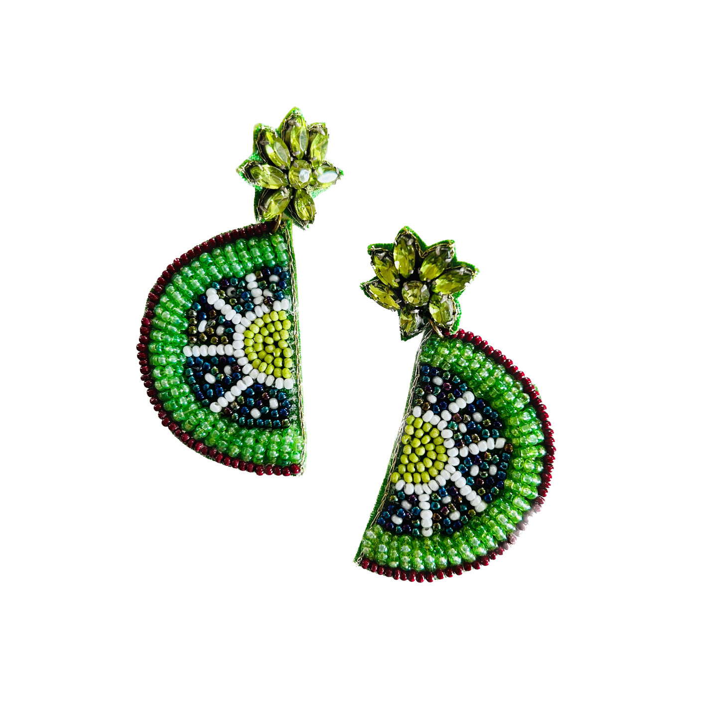 Beaded Earrings Kiwi Fruit