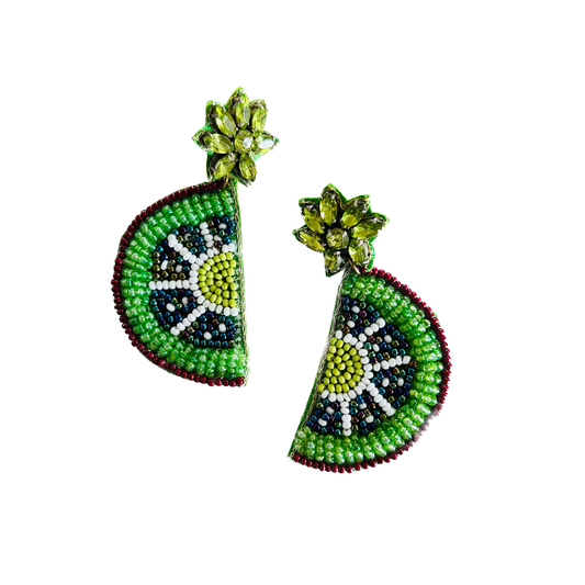 Beaded Earrings Kiwi Fruit