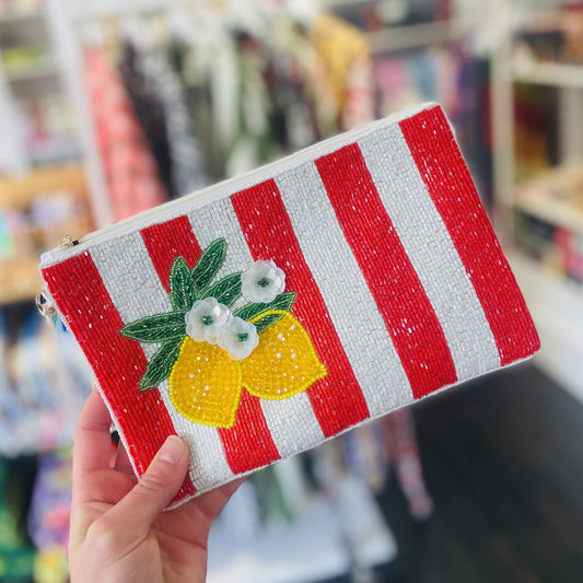 Lemons Beaded Clutch